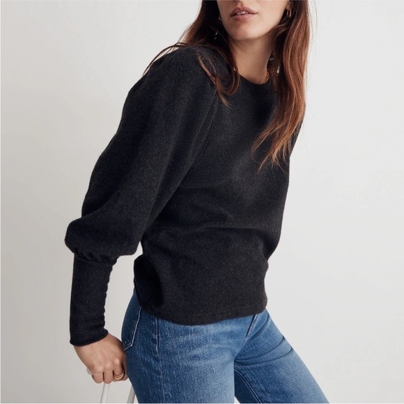 Madewell Charcoal Brush Cotton Puff Sleeve Top - Picture 2 of 4